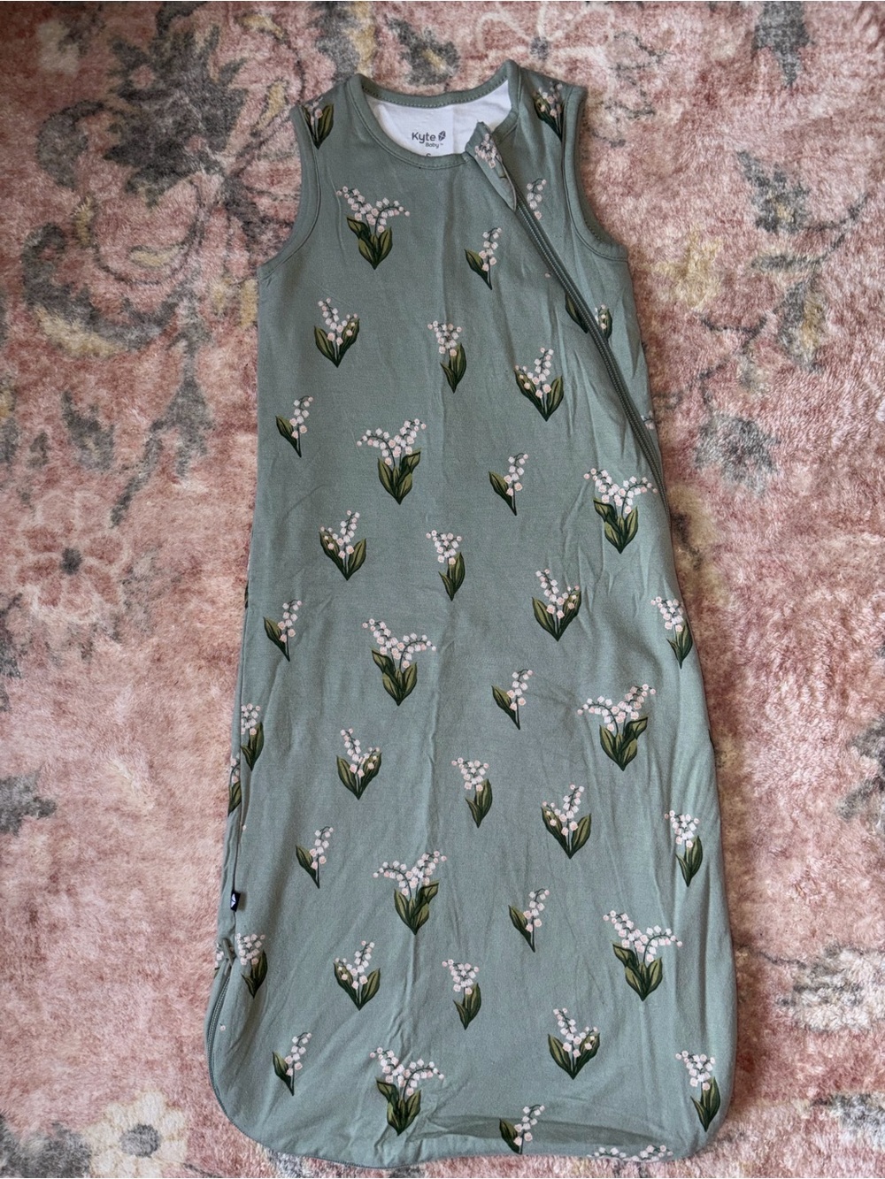 Kyte BABY Green Floral Sleep Sack with White Blossom Print Tog 1.0